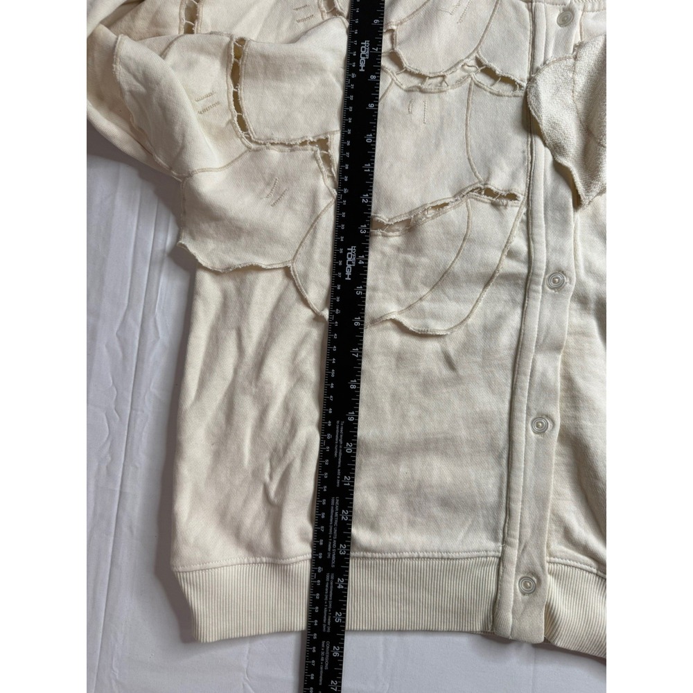 Free People Fluttercape Sweatshirt Laser Cut Ruffle Button Up Nila Cream XL RARE - Picture 8 of 9